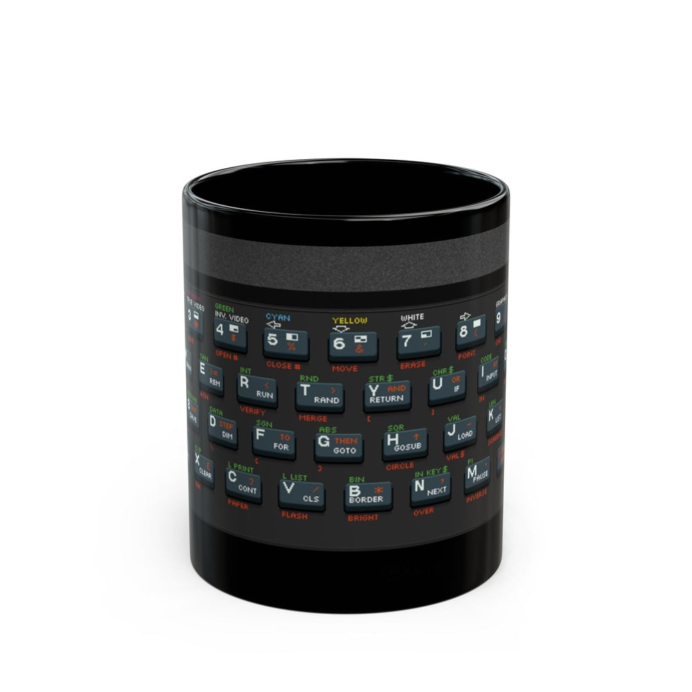 Retro Spectrum Keyboard Mug | Black Pixel Art Coffee Cup | Vintage Gaming Gift