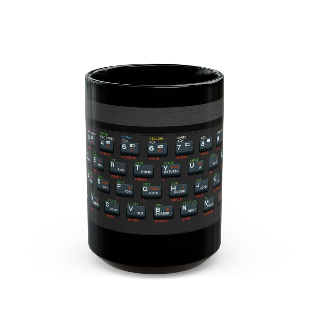 Retro Spectrum Keyboard Mug | Black Pixel Art Coffee Cup | Vintage Gaming Gift