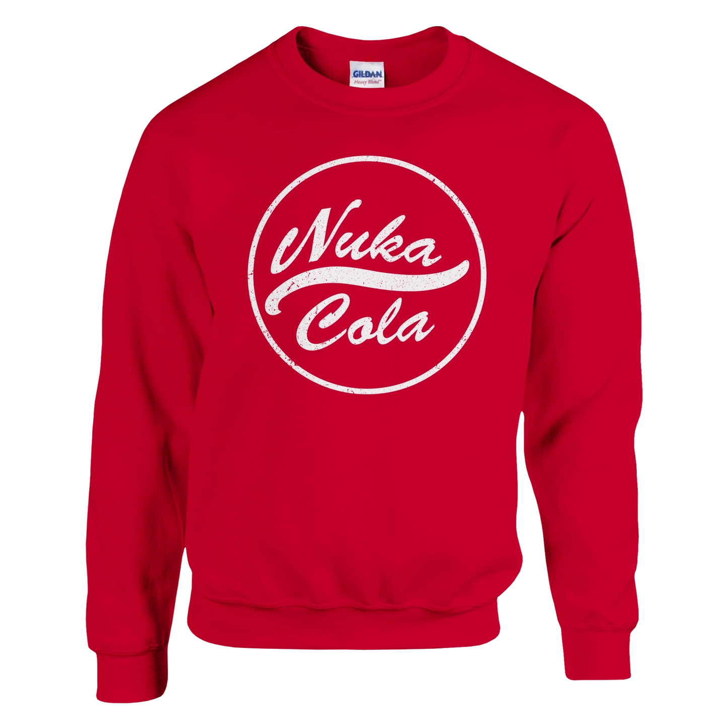 Red sweatshirt with 'Nuka Cola' logo on a white background