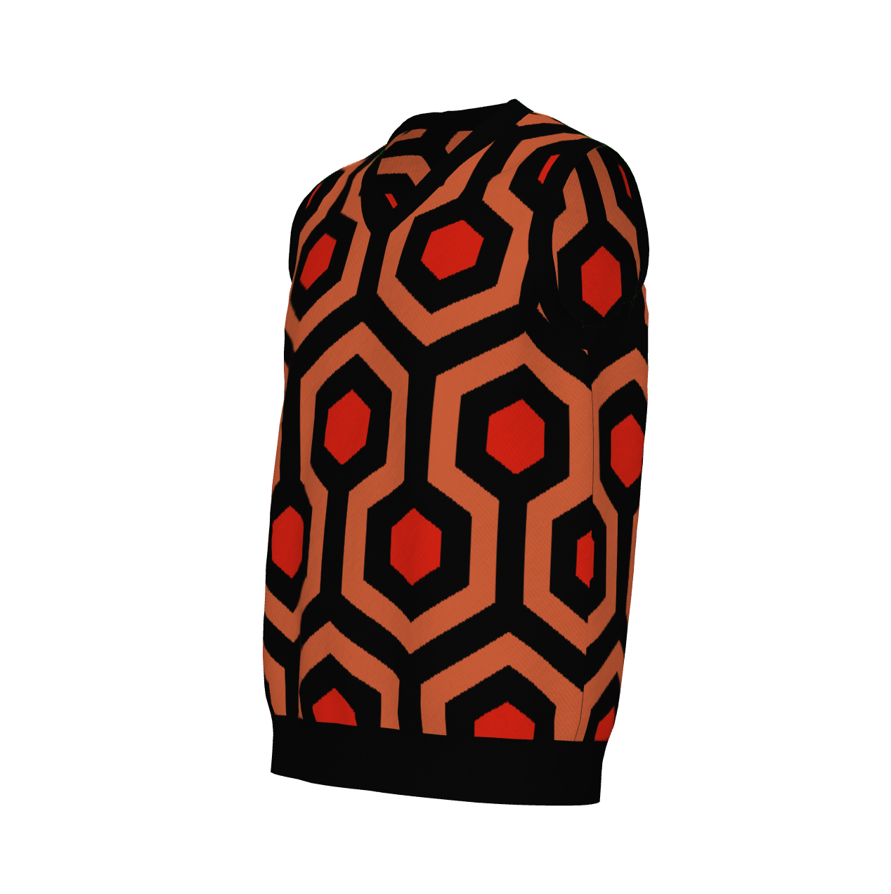 Overlook Hotel Carpet Pattern Knitted Sweater Vest – Horror Inspired V-Neck Knit