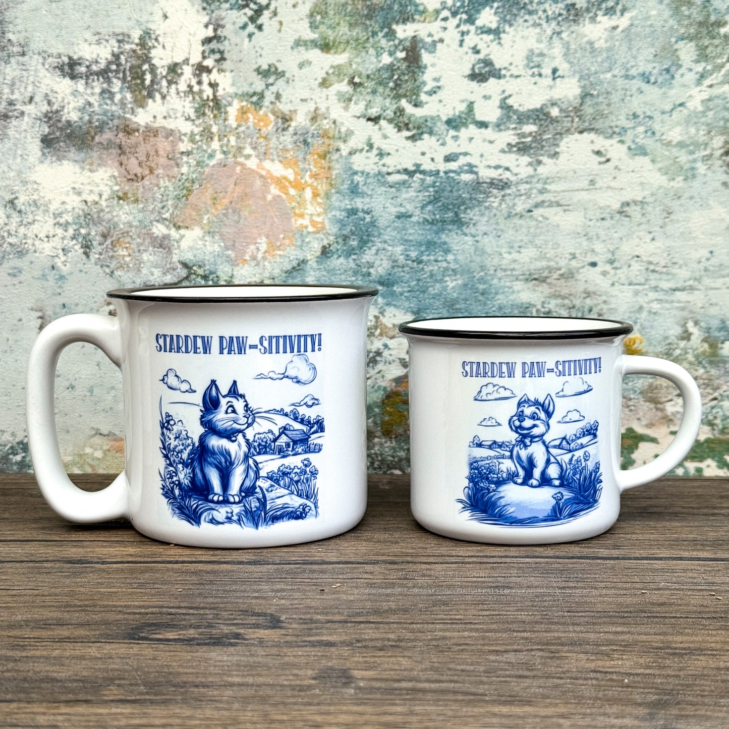 Stardew Valley Chinoiserie Campfire Mug - Blue and White Toile Ceramic Cup