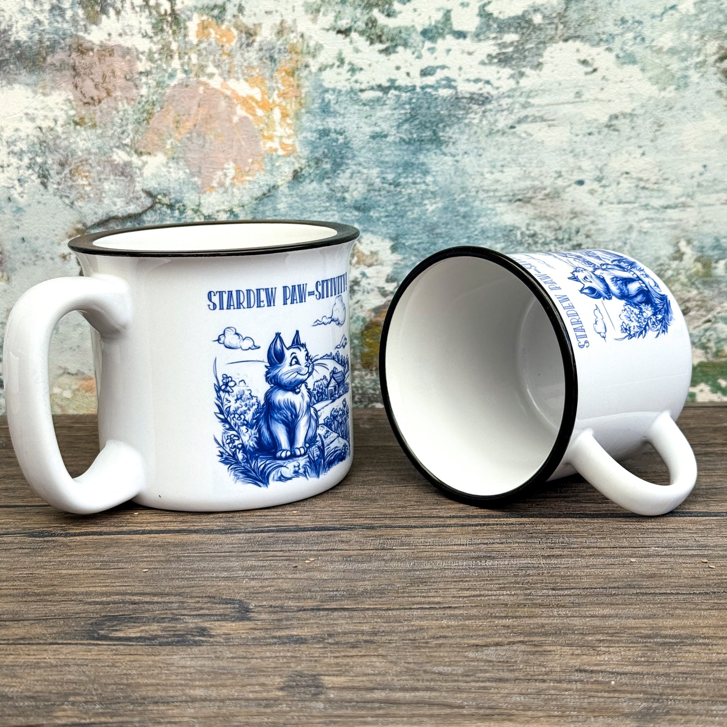 Stardew Valley Chinoiserie Campfire Mug - Blue and White Toile Ceramic Cup