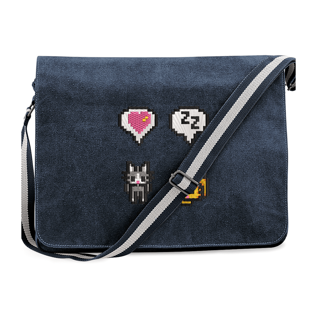 Stardew Cats Messenger Bag | Embroidered Icons and Emotes | Laptop Bag