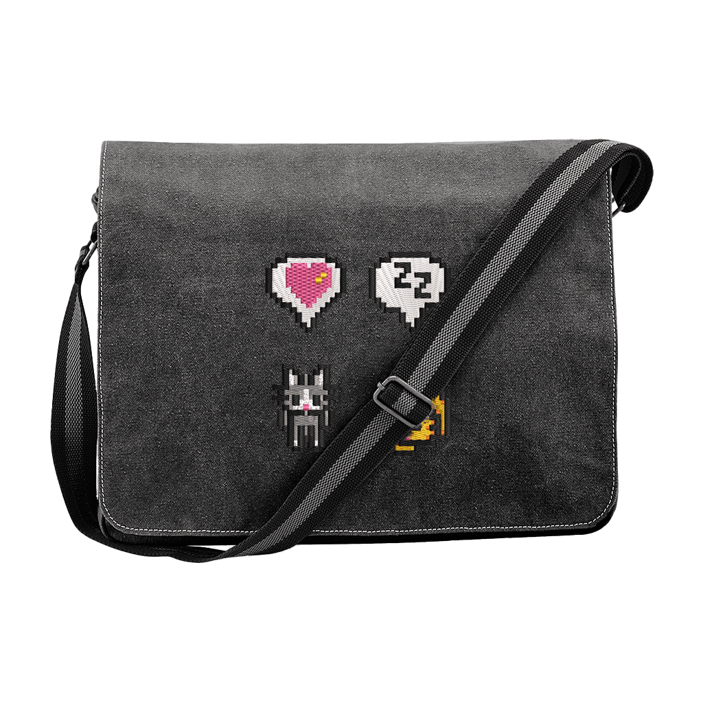 Stardew Cats Messenger Bag | Embroidered Icons and Emotes | Laptop Bag