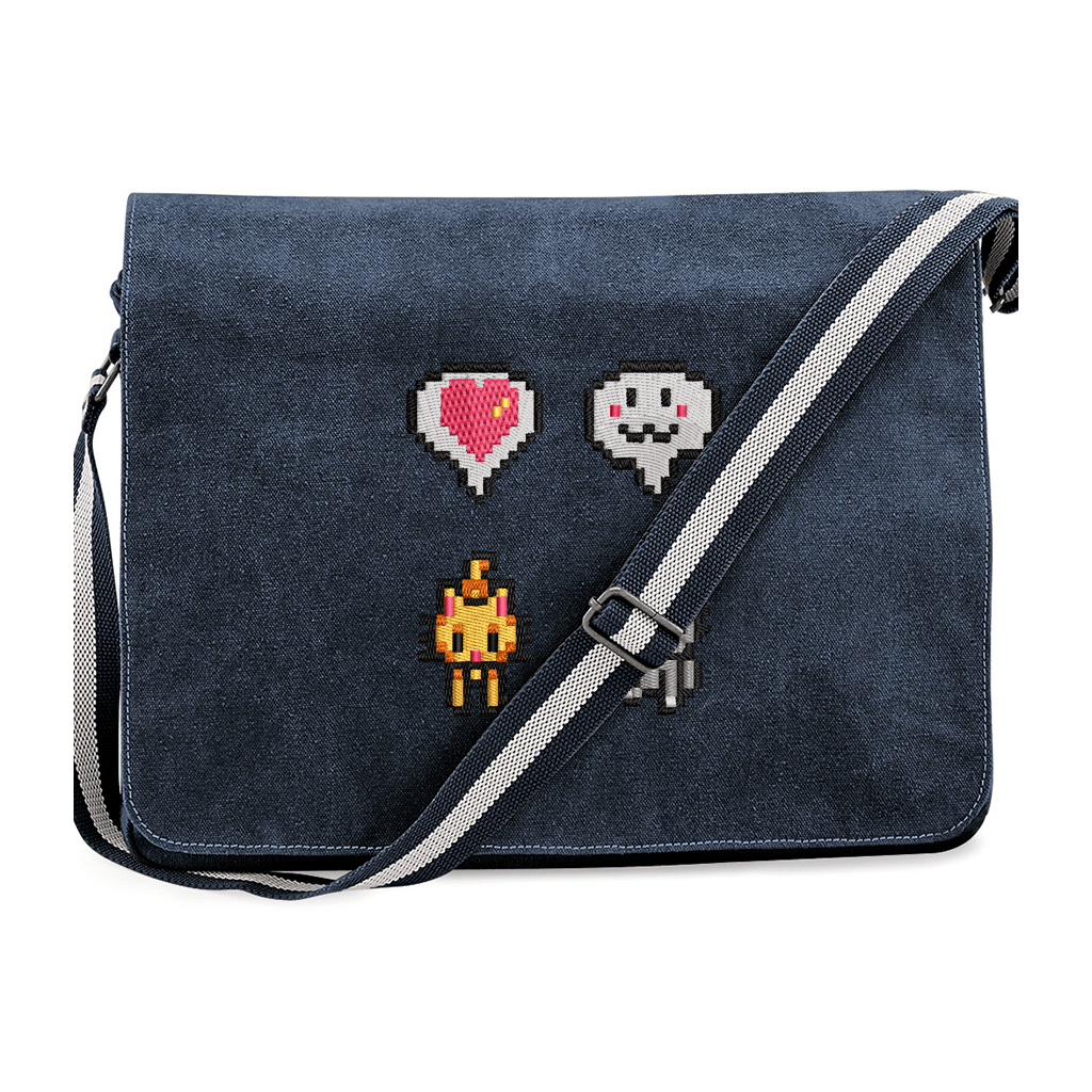 Stardew Cats Messenger Bag | Embroidered Icons and Emotes | Laptop Bag