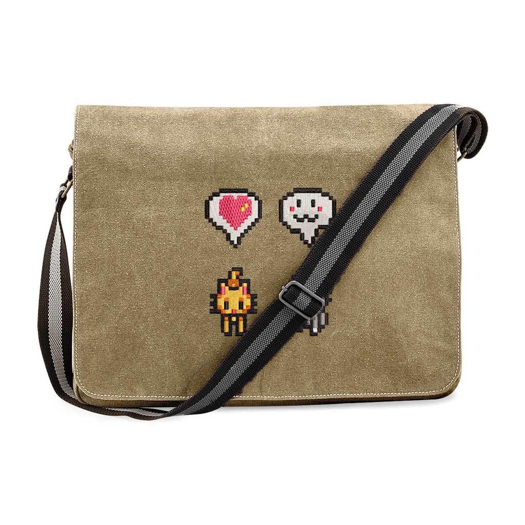 Stardew Cats Messenger Bag | Embroidered Icons and Emotes | Laptop Bag