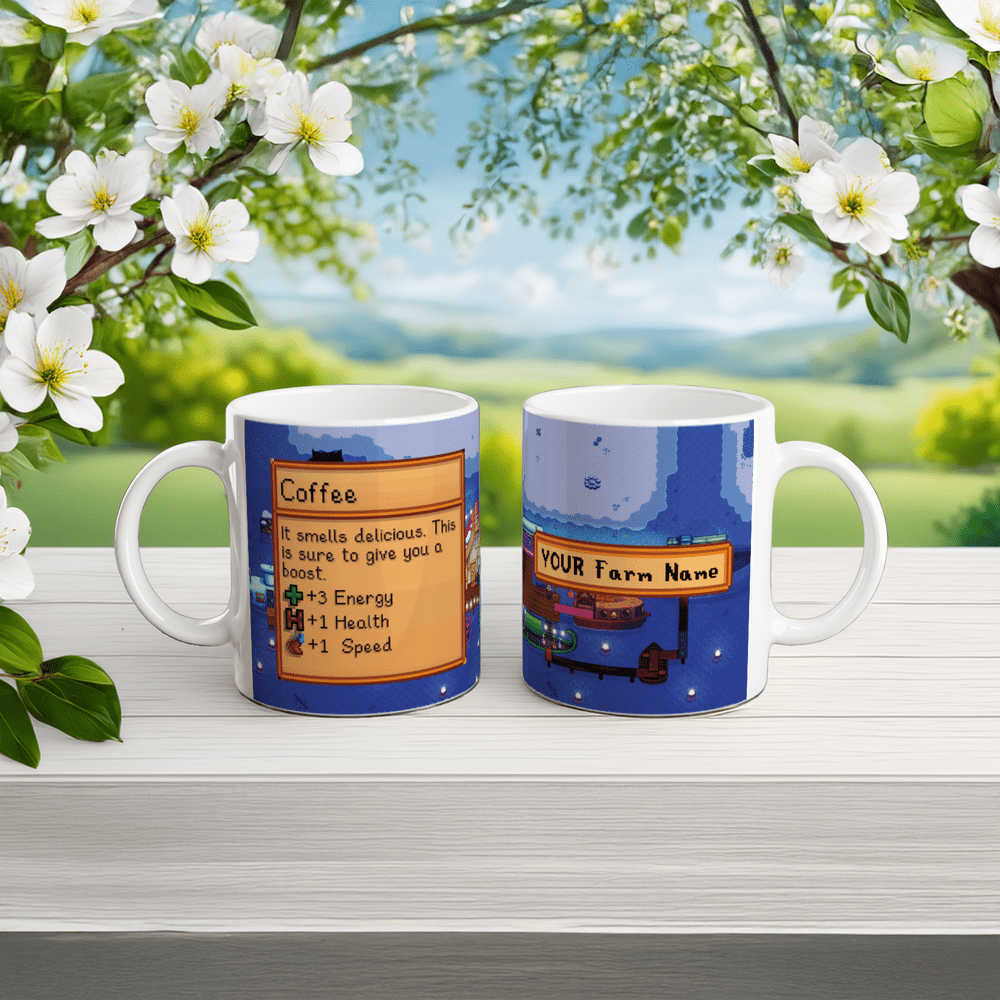 Stardew Custom Farm Mug | Tea or Coffee | Choose Drink & Background | Personalised Gift