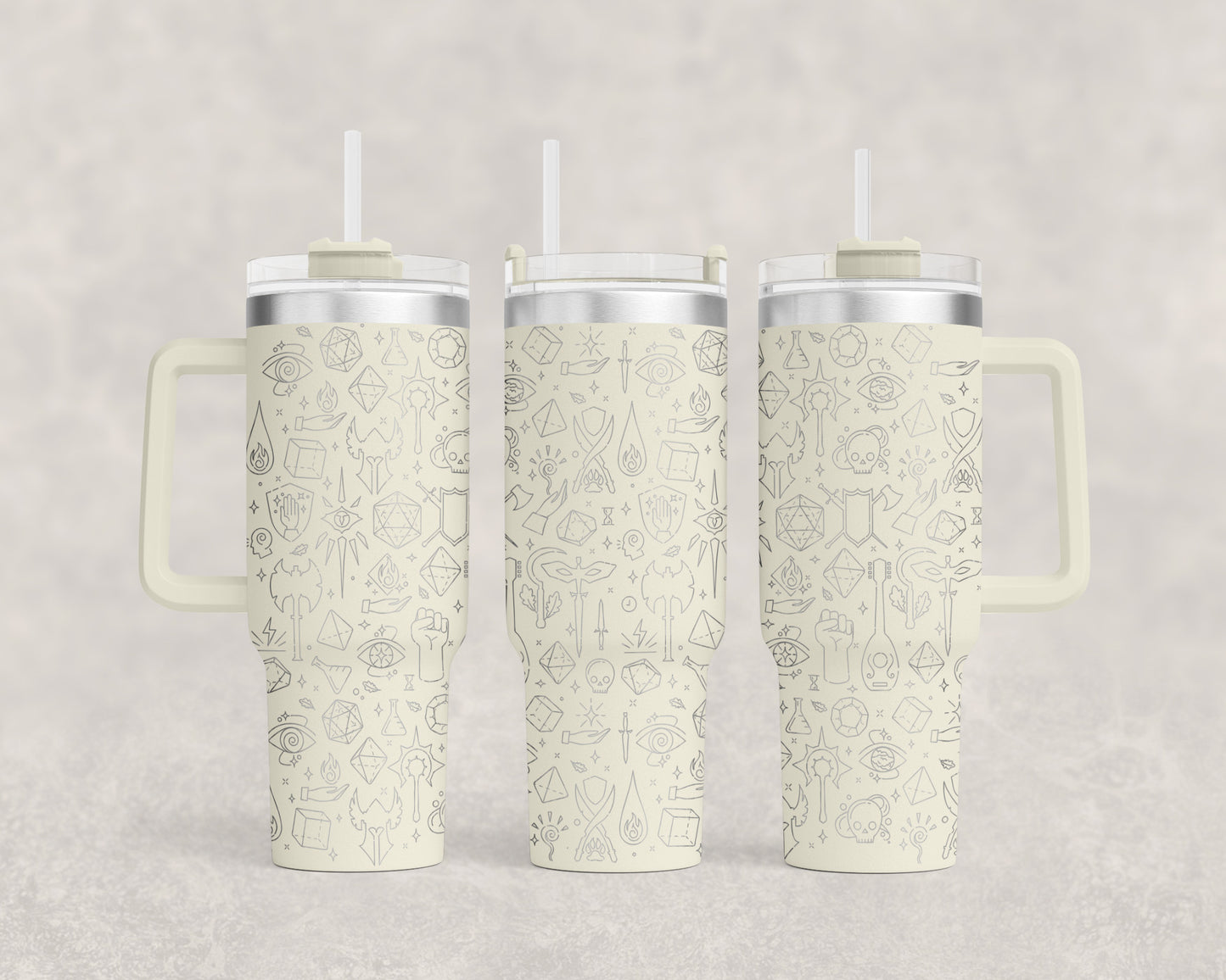 D&D Engraved 40oz Tumbler | DnD Adventure Icons | RPG Essentials Pattern