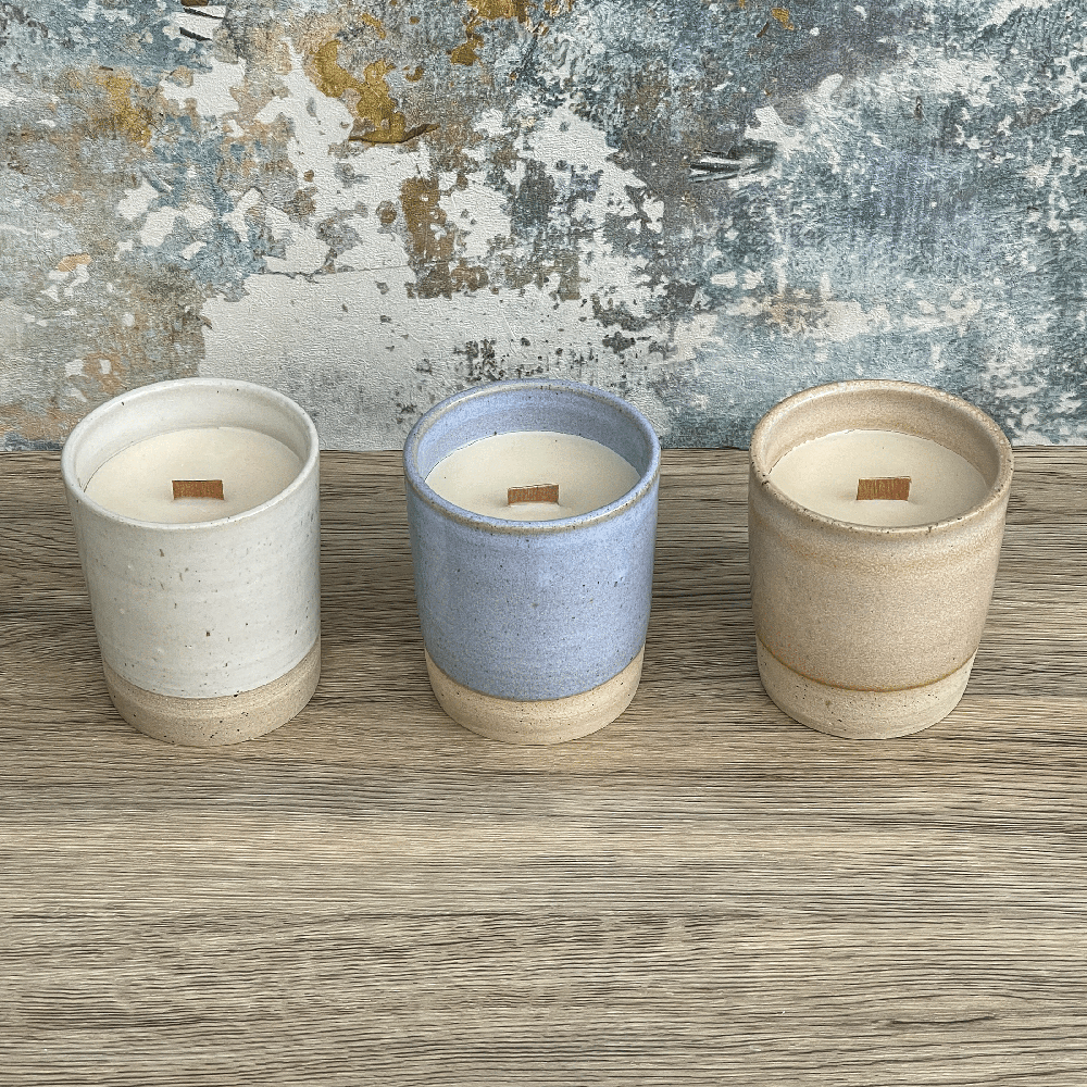 Handmade Rustic Ceramic Vegan Scented Candle Jar