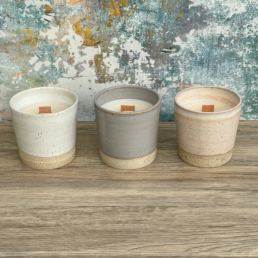 Handmade Rustic Ceramic Vegan Scented Candle Jar
