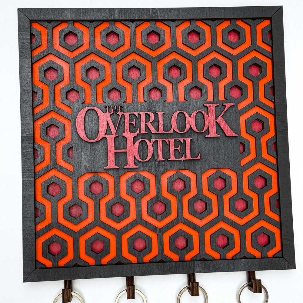 Overlook Hotel Key Holder | The Shining Memorabilia | Carpet Pattern | Laser Cut Wooden Keychain Rack