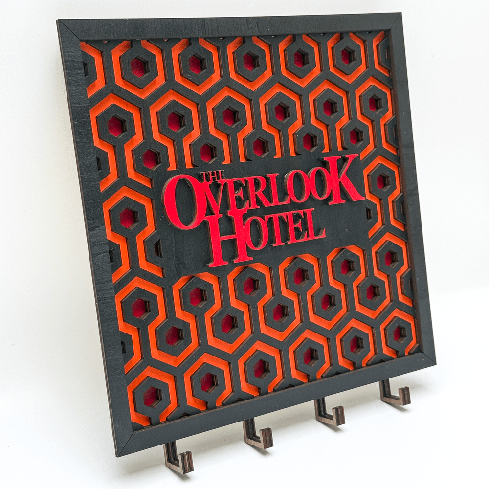 Overlook Hotel Key Holder | The Shining Memorabilia | Carpet Pattern | Laser Cut Wooden Keychain Rack