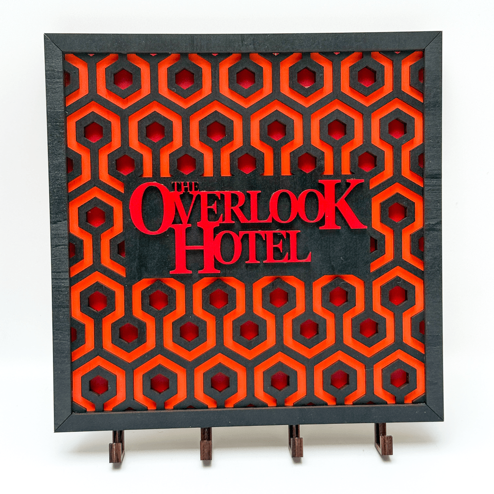 Overlook Hotel Key Holder | The Shining Memorabilia | Carpet Pattern | Laser Cut Wooden Keychain Rack