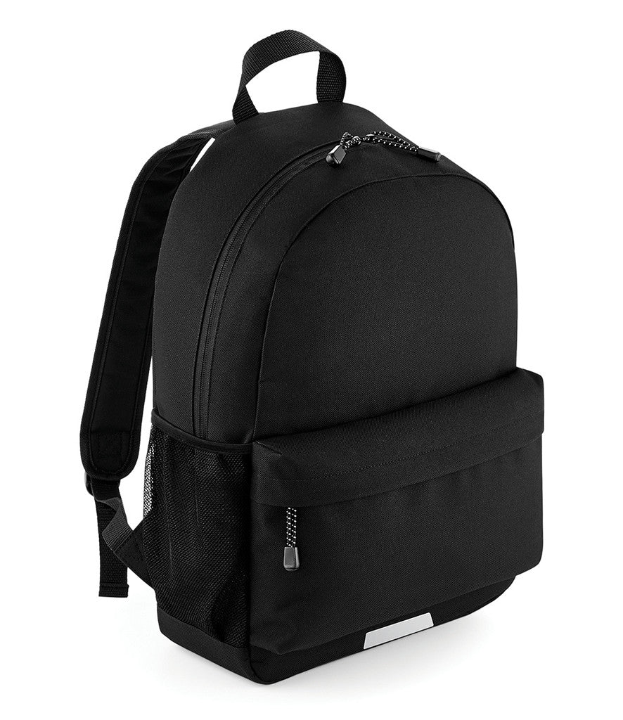 Black backpack on a white background