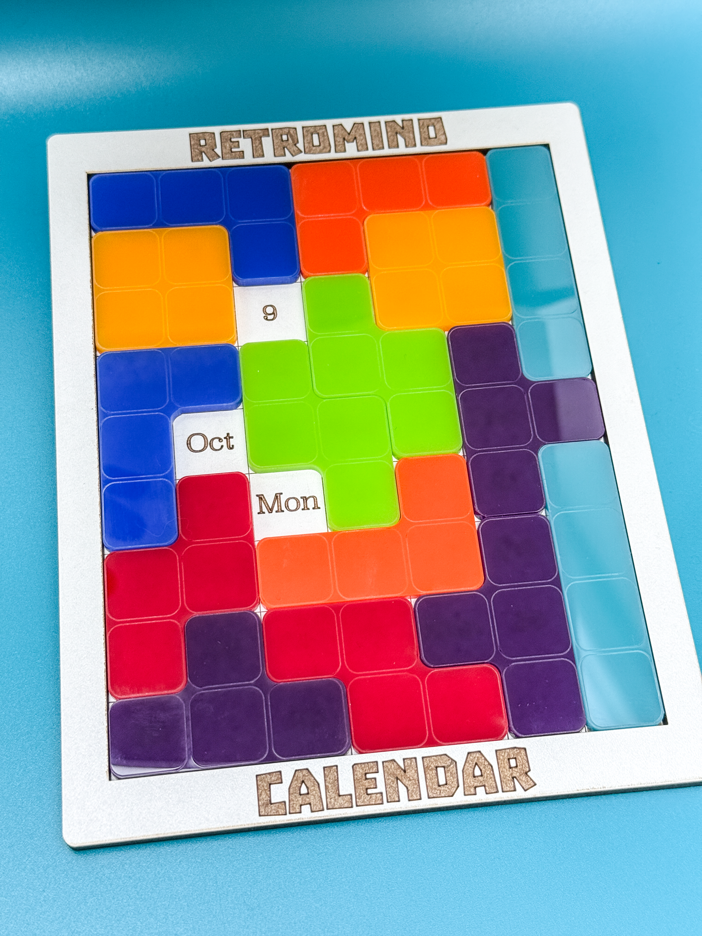 KronoBlox Puzzle | Perpetual Tetromino Calendar for Gamers | Desk Toy & Daily Brain Teaser