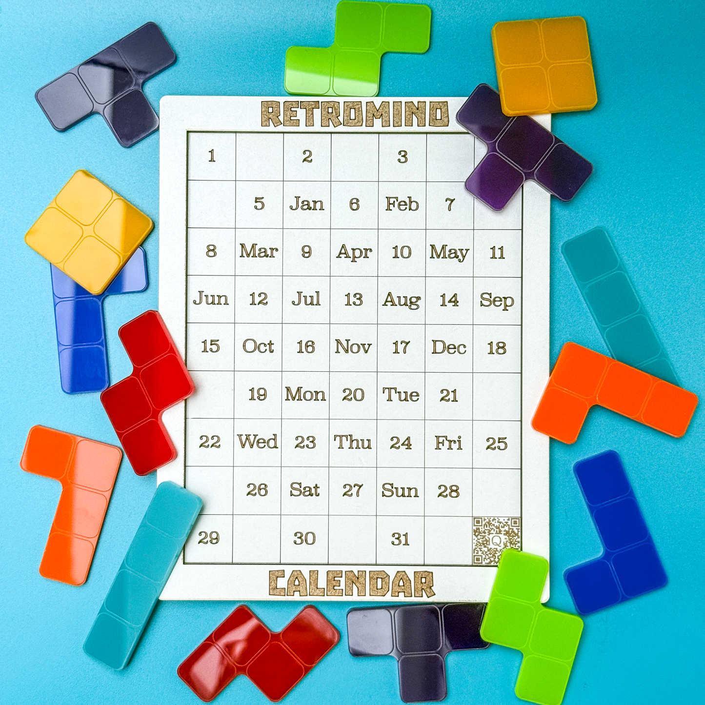KronoBlox Puzzle | Perpetual Tetromino Calendar for Gamers | Desk Toy & Daily Brain Teaser