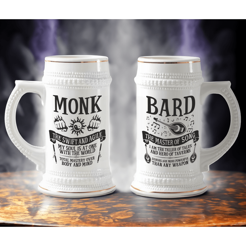 D&D Character Class Tankard | DnD Beer Stein | Enormous Mug | 22oz Ceramic | TTRPG Gift Idea