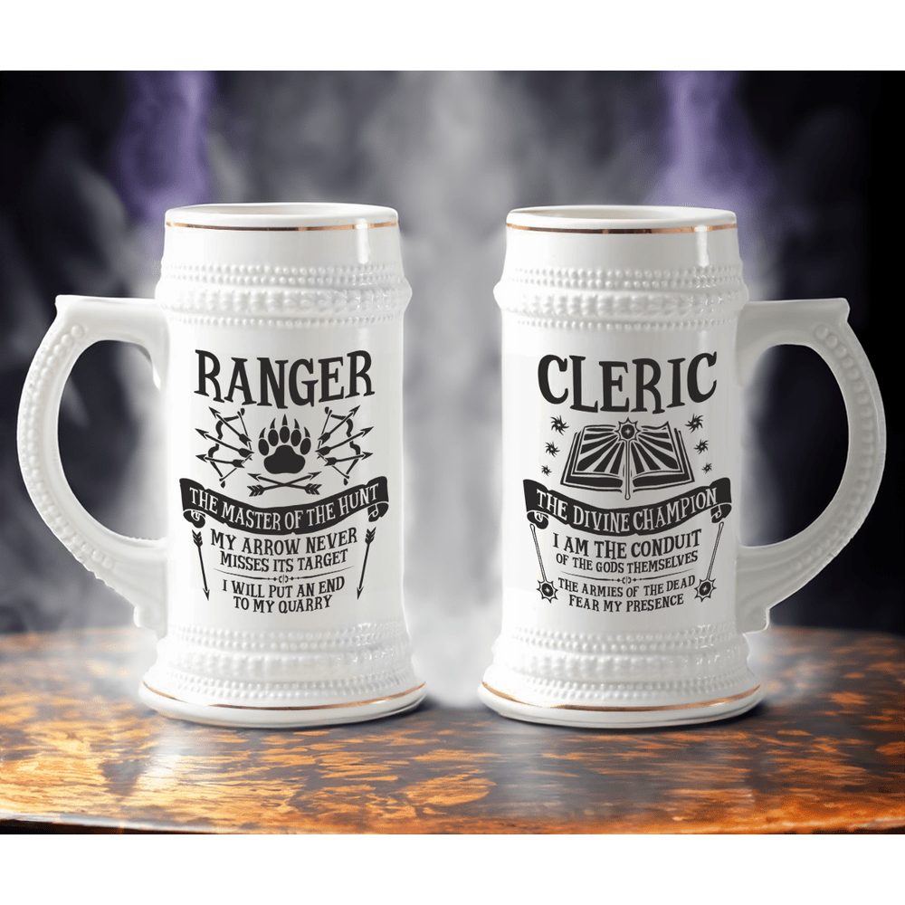 D&D Character Class Tankard | DnD Beer Stein | Enormous Mug | 22oz Ceramic | TTRPG Gift Idea
