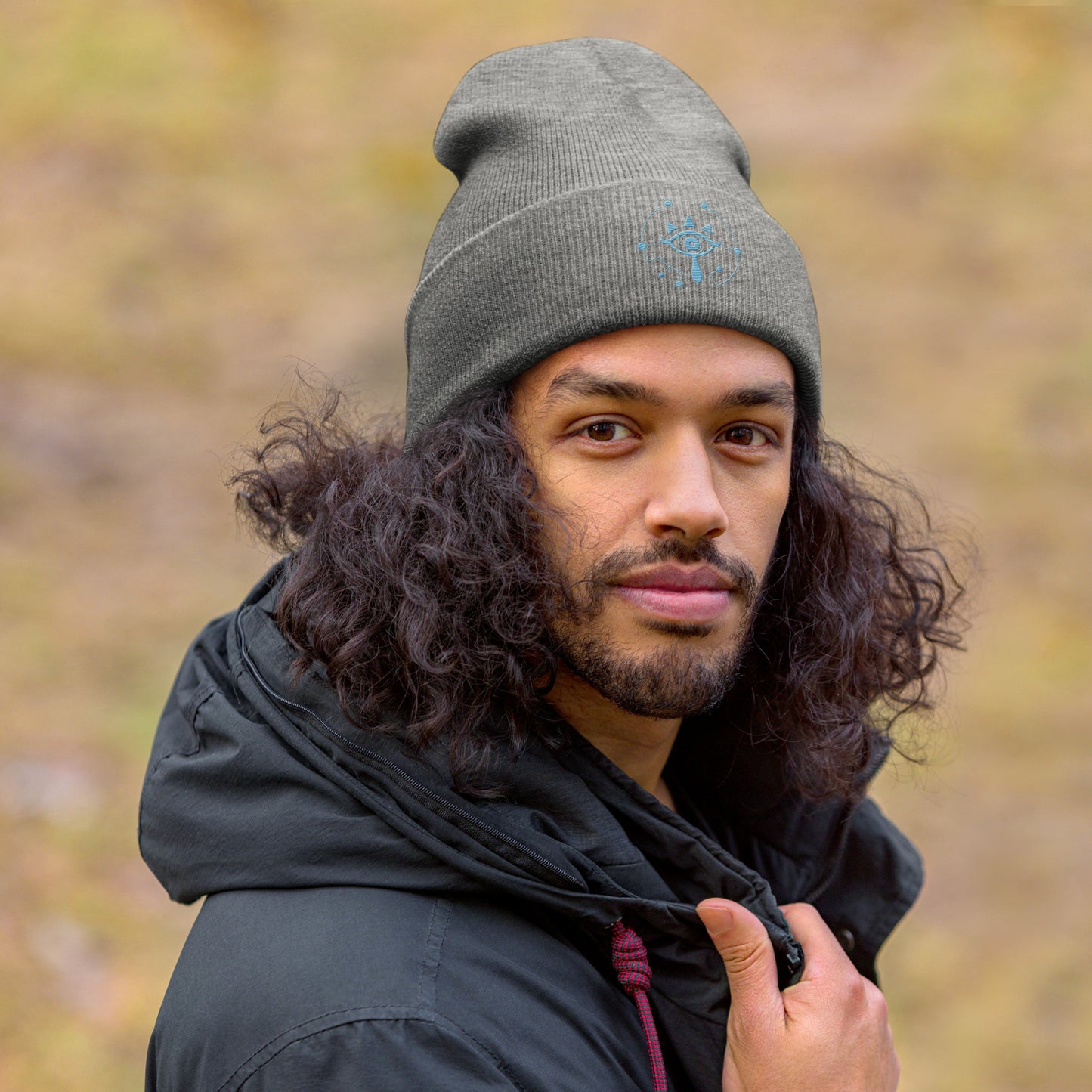 Zelda Sheikah Embroidered Beanie | Glow in the Dark Cosy Knitted Hat | Tears of the Kingdom Video Game Design