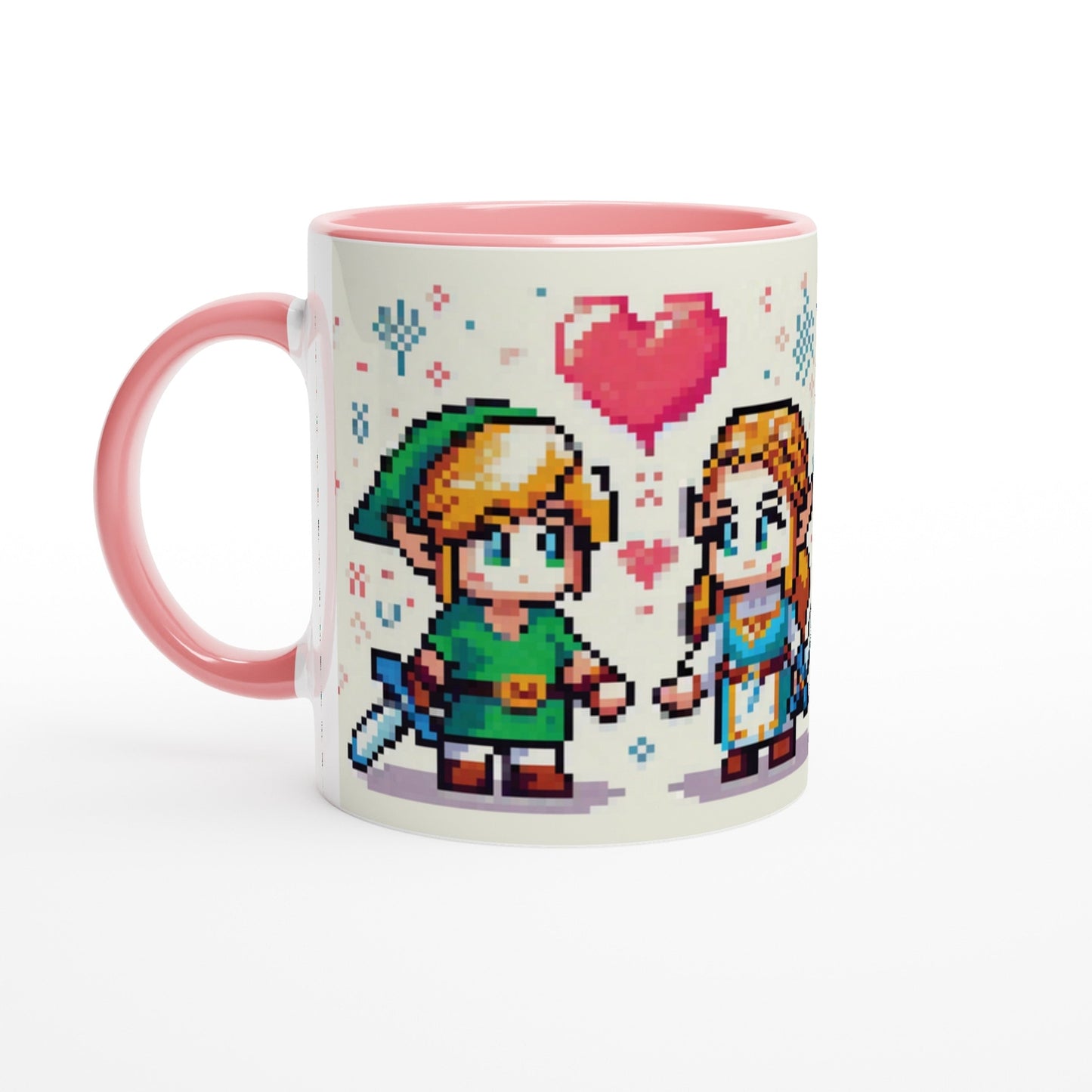 Link and Zelda Couples Mug | Chibi Pixel Art Romantic Gift