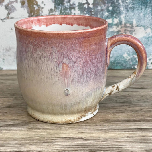 Wheel Thrown Unique Pink Stoneware Mug | 400ml Coffee or Tea Cup