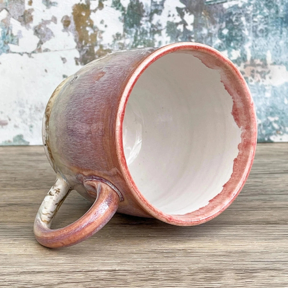 Wheel Thrown Unique Pink Stoneware Mug | 400ml Coffee or Tea Cup