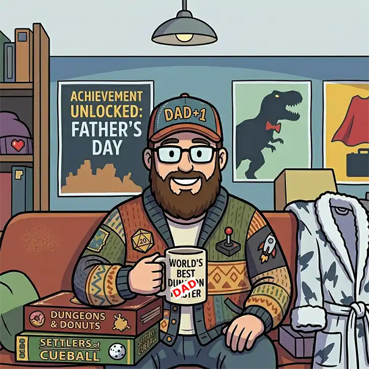 Unique Father's Day gifts for the geek, gamer, sci-fi fan or film buff in your life. From gaming mugs to knitwear, embroidered caps and bathrobes.