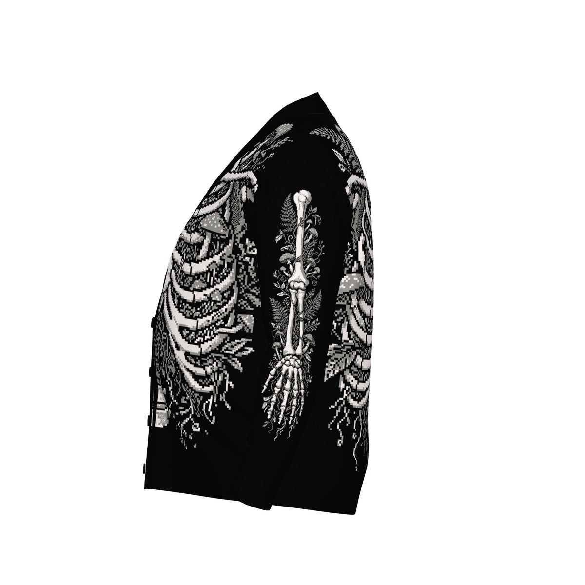 Overgrown Ribcage Cardigan - Gothic Botanical Skeleton Knitwear