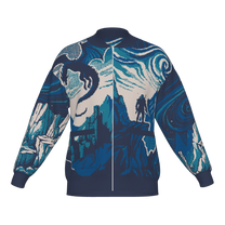 Witcher Inspired Knitted Bomber Jacket - Pixel Art Fantasy Knitwear