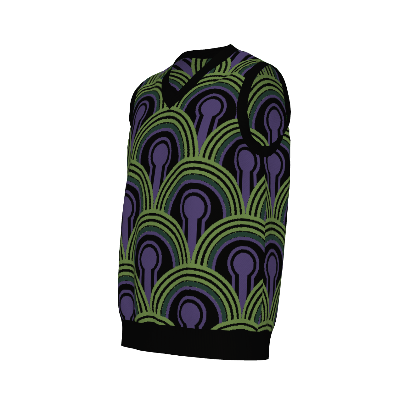 Room 237 Wallpaper Pattern Knitted Sweater Vest - Horror Film Inspired V-Neck Knit