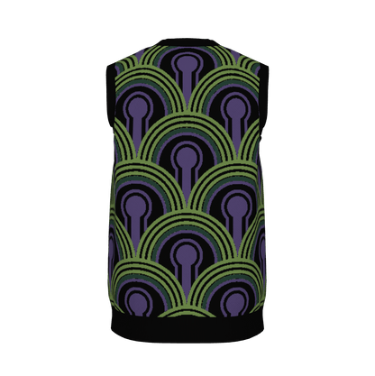 Room 237 Wallpaper Pattern Knitted Sweater Vest - Horror Film Inspired V-Neck Knit