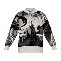 Witcher Inspired Knitted Bomber Jacket - Pixel Art Fantasy Knitwear