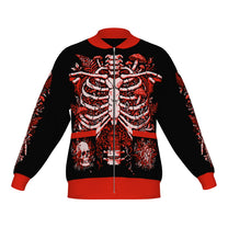 Overgrown Ribcage Bomber Jacket - Gothic Botanical Skeleton Knitwear
