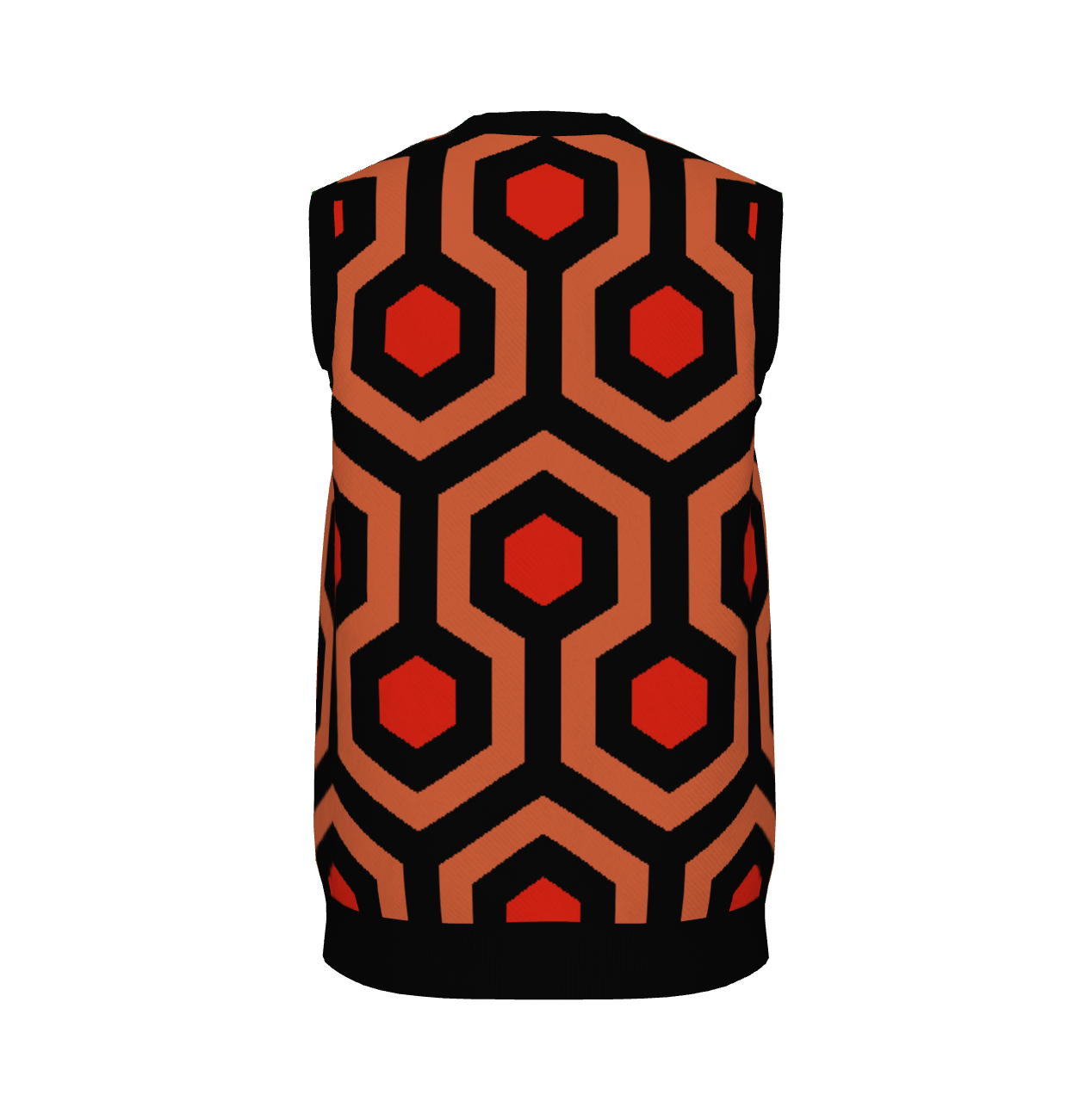 Overlook Hotel Carpet Pattern Knitted Sweater Vest – Horror Inspired V-Neck Knit