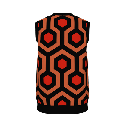 Overlook Hotel Carpet Pattern Knitted Sweater Vest – Horror Inspired V-Neck Knit