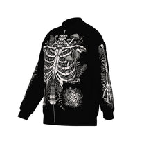 Overgrown Ribcage Bomber Jacket - Gothic Botanical Skeleton Knitwear