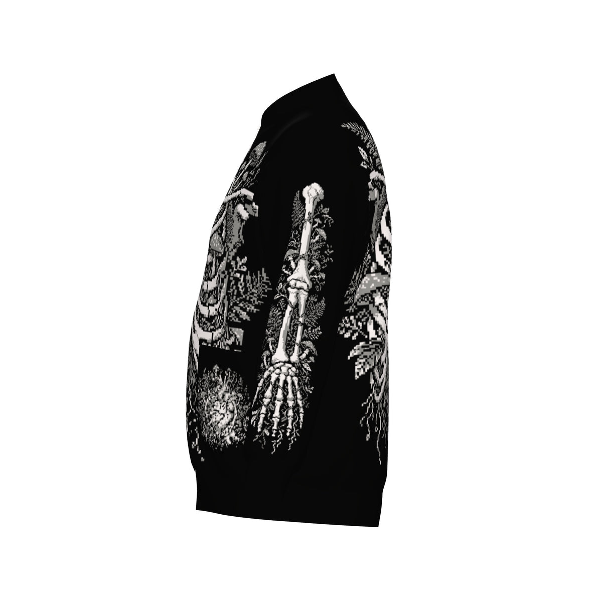 Overgrown Ribcage Bomber Jacket - Gothic Botanical Skeleton Knitwear