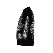 Overgrown Ribcage Bomber Jacket - Gothic Botanical Skeleton Knitwear