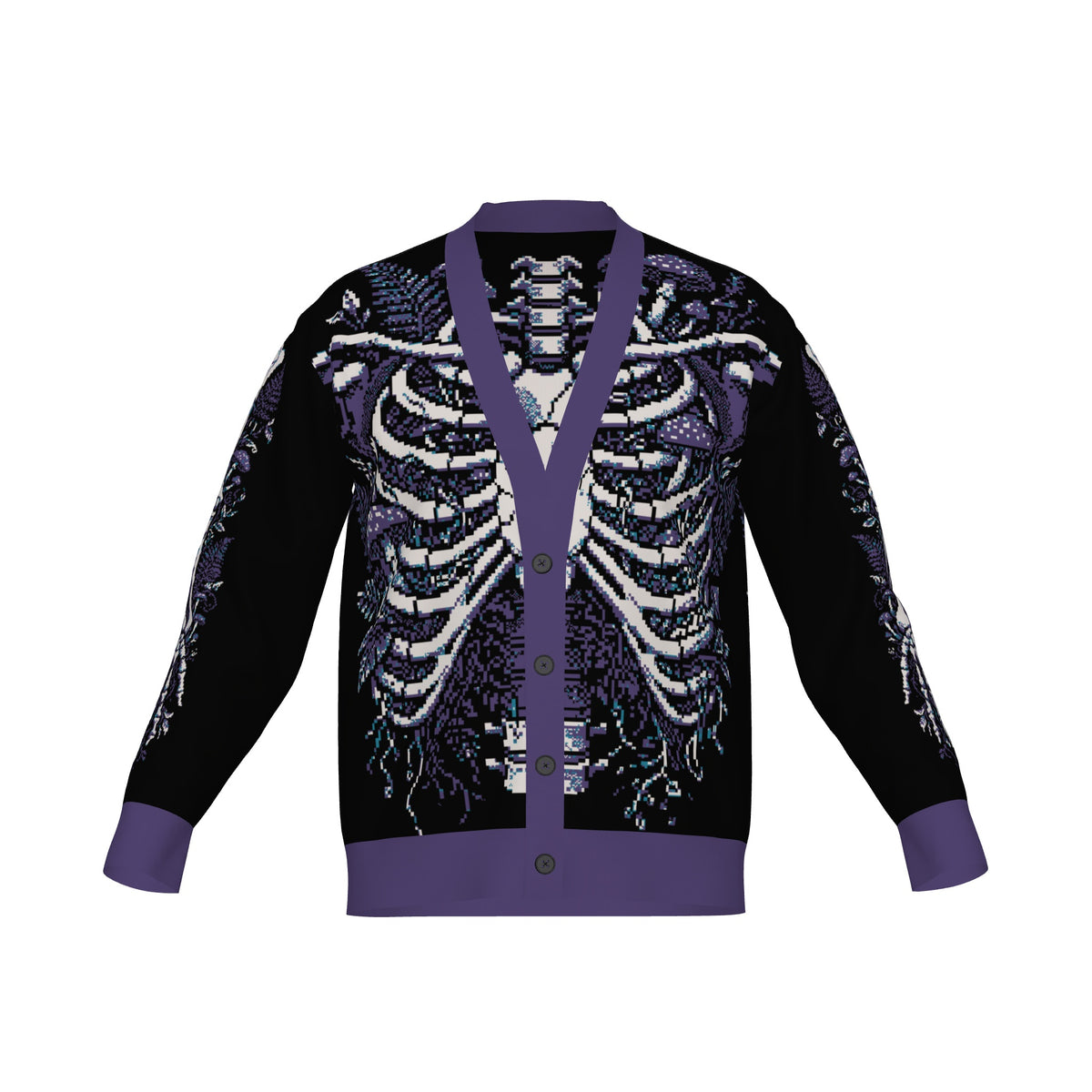 Overgrown Ribcage Cardigan - Gothic Botanical Skeleton Knitwear