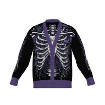 Overgrown Ribcage Cardigan - Gothic Botanical Skeleton Knitwear