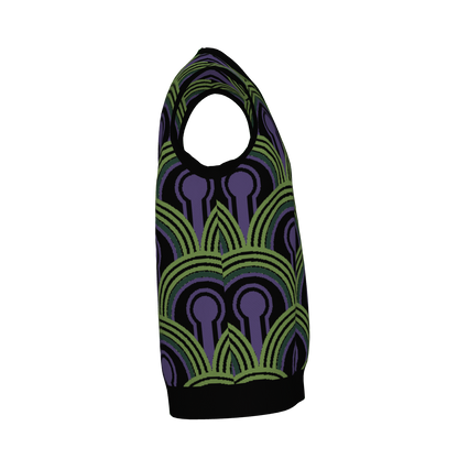 Room 237 Wallpaper Pattern Knitted Sweater Vest - Horror Film Inspired V-Neck Knit