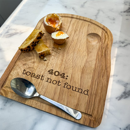 404: Toast Not Found Egg & Soldiers Board, Nerdy Rubberwood Breakfast Board