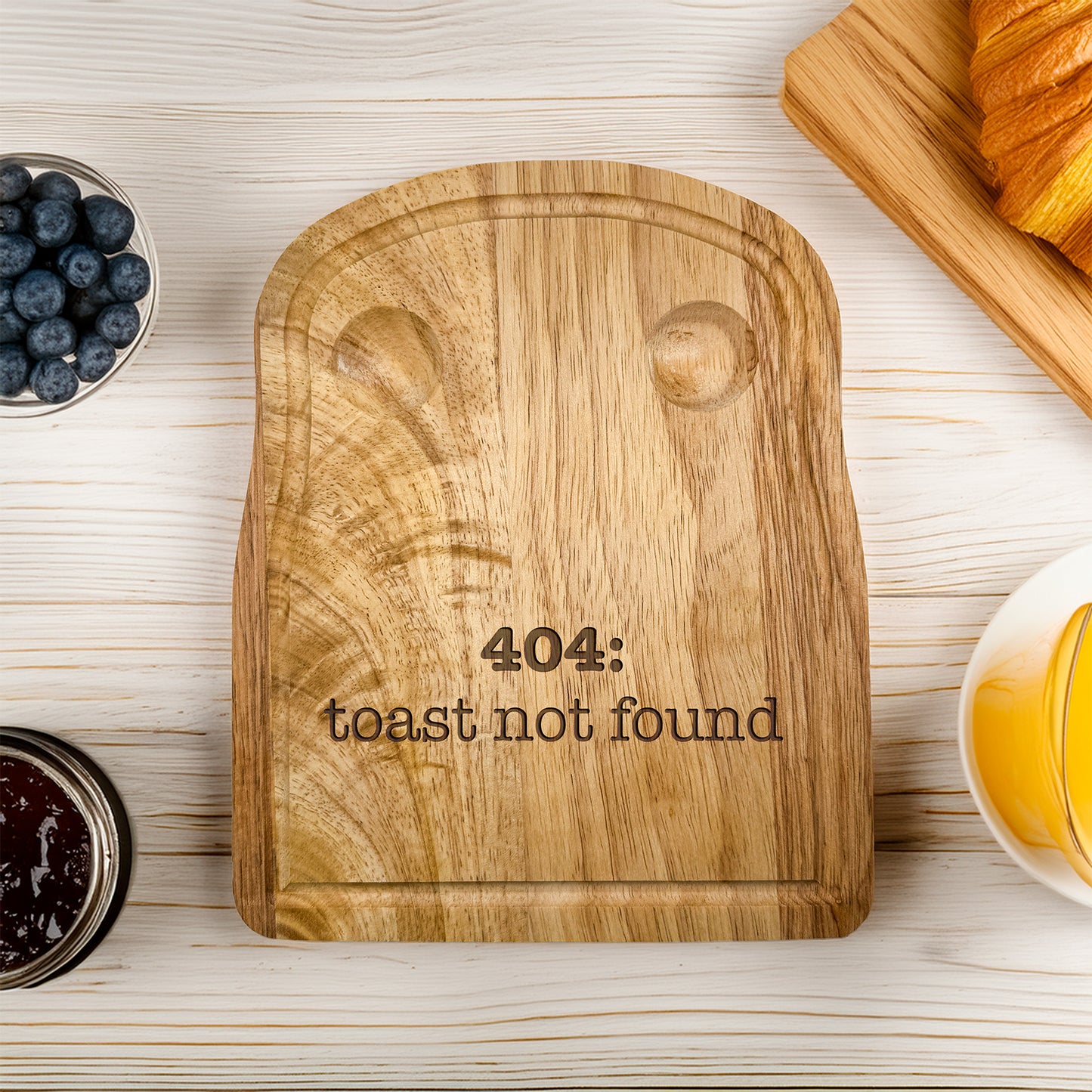 404: Toast Not Found Egg & Soldiers Board, Nerdy Rubberwood Breakfast Board