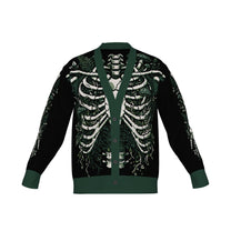 Overgrown Ribcage Cardigan - Gothic Botanical Skeleton Knitwear