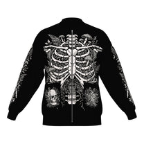 Overgrown Ribcage Bomber Jacket - Gothic Botanical Skeleton Knitwear