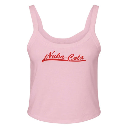 A pink tank top displays the "Nuka-Cola" logo in a stylized red script.
