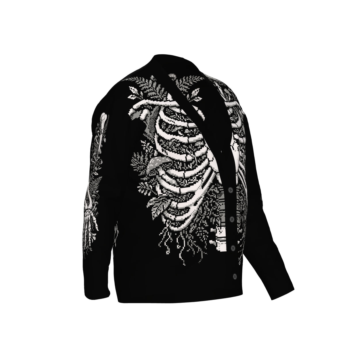 Overgrown Ribcage Cardigan - Gothic Botanical Skeleton Knitwear