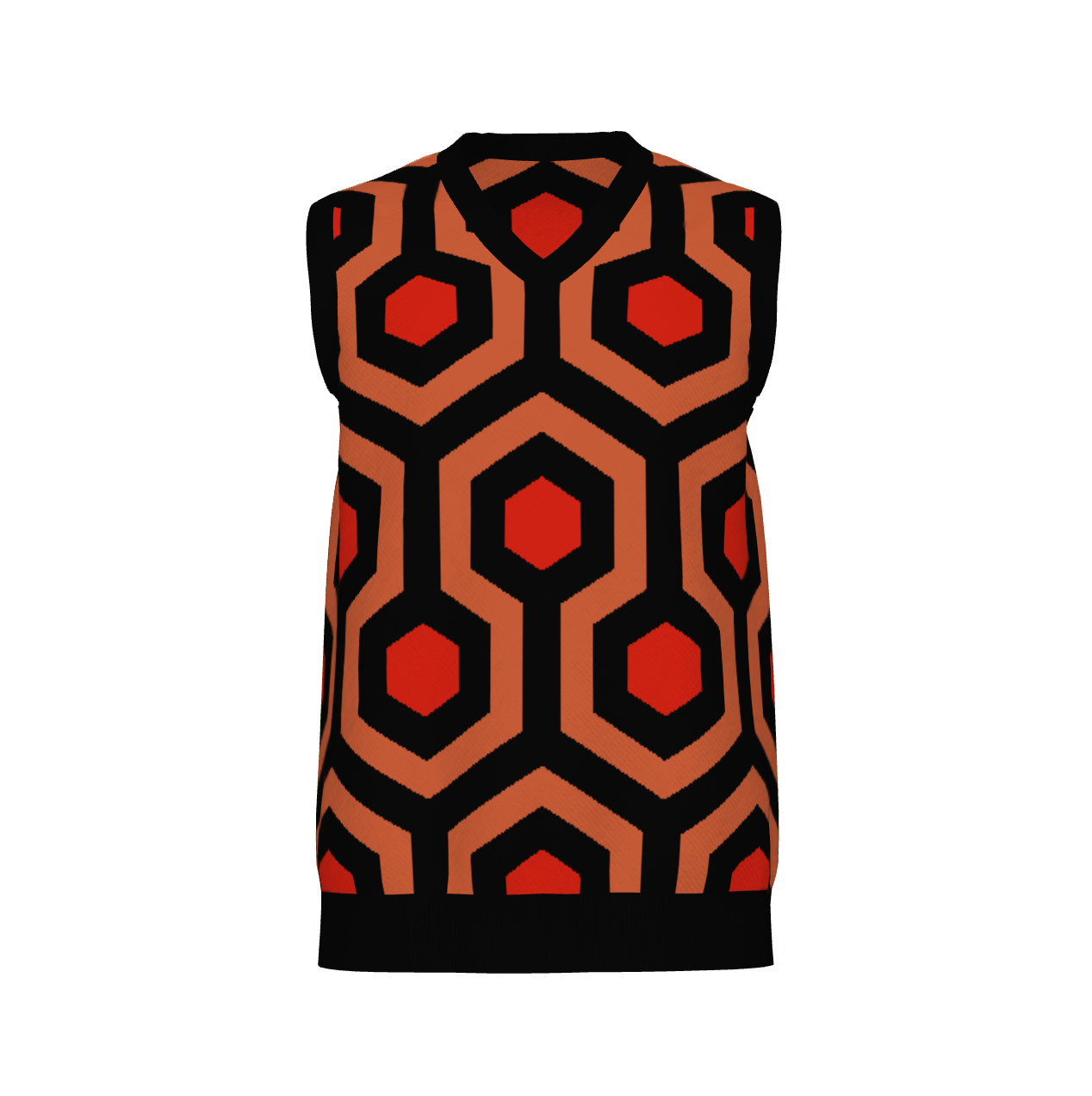 Overlook Hotel Carpet Pattern Knitted Sweater Vest – Horror Inspired V-Neck Knit