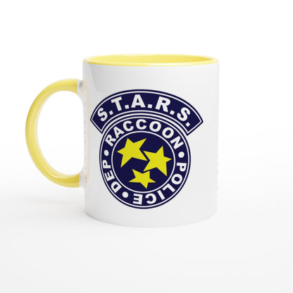 Mug with S.T.A.R.S. Raccoon Police Department logo on a white background