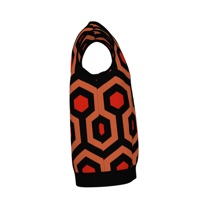 Overlook Hotel Carpet Pattern Knitted Sweater Vest – Horror Inspired V-Neck Knit